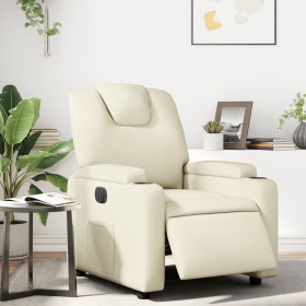 Sillón reclinable eléctrico de cuero sintético crema de , Sillones - Ref: Foro24-3204417, Precio: 252,99 €, Descuento: %