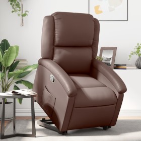 Sillón reclinable elevable cuero sintético marrón de , Sillones - Ref: Foro24-3204228, Precio: 357,99 €, Descuento: %