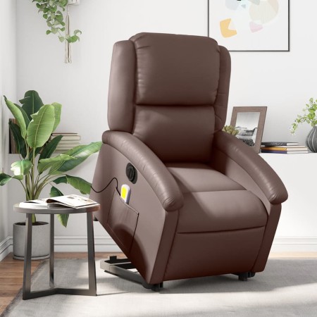 Sillón de masaje elevable eléctrico cuero sintético marrón de , Sillones - Ref: Foro24-3204249, Precio: 327,73 €, Descuento: %