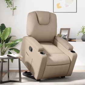 Sillón reclinable elevable cuero artificial color capuchino de , Sillones - Ref: Foro24-3204436, Precio: 354,99 €, Descuento: %