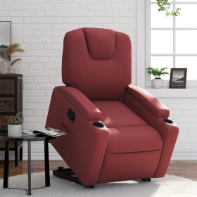 Sillón reclinable elevable cuero artificial rojo tinto de , Sillones - Ref: Foro24-3204434, Precio: 291,99 €, Descuento: %