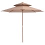 Two-story wooden pole umbrella 270 cm taupe by vidaXL, Umbrellas - Ref: Foro24-44520, Price: 109,30 €, Discount: %