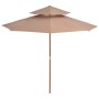 Two-story wooden pole umbrella 270 cm taupe by vidaXL, Umbrellas - Ref: Foro24-44520, Price: 109,30 €, Discount: %