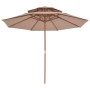 Two-story wooden pole umbrella 270 cm taupe by vidaXL, Umbrellas - Ref: Foro24-44520, Price: 109,30 €, Discount: %