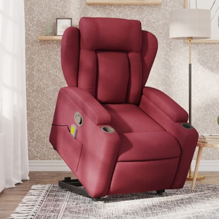 Sillón reclinable de masaje elevable tela rojo tinto de , Sillones - Ref: Foro24-3204497, Precio: 309,24 €, Descuento: %