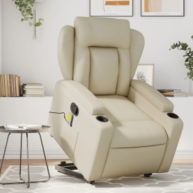 Cream-colored artificial leather foot massage recliner by , Armchairs - Ref: Foro24-3204552, Price: 306,99 €, Discount: %