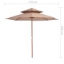 Two-story wooden pole umbrella 270 cm taupe by vidaXL, Umbrellas - Ref: Foro24-44520, Price: 109,30 €, Discount: %