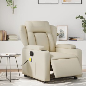 Sillón de masaje reclinable eléctrico cuero sintético crema de , Sillones - Ref: Foro24-3204538, Precio: 289,99 €, Descuento: %