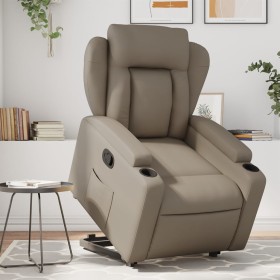 Sillón reclinable elevable cuero artificial color capuchino de , Sillones - Ref: Foro24-3204550, Precio: 289,76 €, Descuento: %