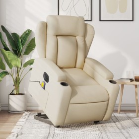 Sillón de masaje eléctrico reclinable elevable tela crema de , Sillones - Ref: Foro24-3204527, Precio: 338,57 €, Descuento: %