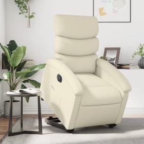 Sillón reclinable elevable eléctrico de cuero sintético crema de , Sillones - Ref: Foro24-3204055, Precio: 315,99 €, Descuent...