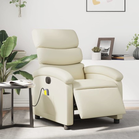 Cream synthetic leather electric reclining massage chair by , Armchairs - Ref: Foro24-3204034, Price: 266,83 €, Discount: %