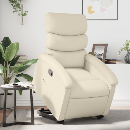 Sillón reclinable elevable cuero artificial color crema de , Sillones - Ref: Foro24-3204041, Precio: 282,74 €, Descuento: %