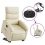 Sillón reclinable elevable cuero artificial color crema de , Sillones - Ref: Foro24-3204041, Precio: 282,74 €, Descuento: %