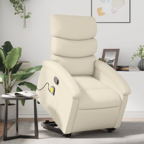 Cream-colored artificial leather foot massage recliner by , Armchairs - Ref: Foro24-3204048, Price: 267,99 €, Discount: %