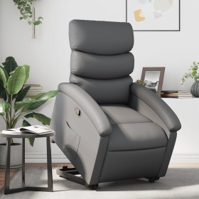 Sillón reclinable elevable cuero artificial gris de , Sillones - Ref: Foro24-3204043, Precio: 281,01 €, Descuento: %