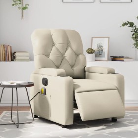 Sillón de masaje reclinable eléctrico cuero sintético crema de , Sillones - Ref: Foro24-3204766, Precio: 284,86 €, Descuento: %