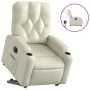 Sillón reclinable elevable eléctrico de cuero sintético crema de , Sillones - Ref: Foro24-3204787, Precio: 378,61 €, Descuent...