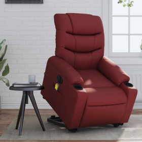 Sillón de masaje elevable eléctrico cuero artificial rojo tinto de , Sillones - Ref: Foro24-3206624, Precio: 337,99 €, Descue...