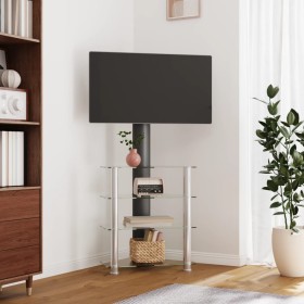 Corner TV cabinet 4 levels for 32-70 inches black silver by , TV Furniture - Ref: Foro24-358183, Price: 104,63 €, Discount: %