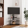 Corner TV cabinet 3 levels for 32-70 inches black silver by , TV Furniture - Ref: Foro24-358176, Price: 108,19 €, Discount: %