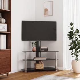 Corner TV cabinet 3 levels for 32-70 inches black silver by , TV Furniture - Ref: Foro24-358176, Price: 108,08 €, Discount: %