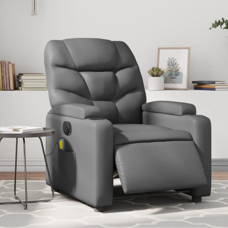 Sillón de masaje reclinable eléctrico cuero sintético gris de , Sillones - Ref: Foro24-3204654, Precio: 292,89 €, Descuento: %