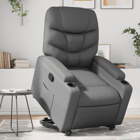 Sillón reclinable elevable cuero artificial gris de , Sillones - Ref: Foro24-3204661, Precio: 295,46 €, Descuento: %