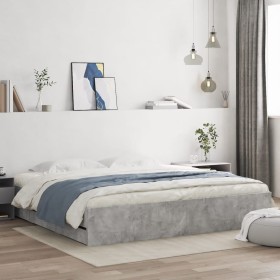 Concrete gray engineered wood bed with drawers 200x200 cm by , Beds and slatted bases - Ref: Foro24-3207248, Price: 216,99 €,...