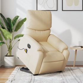 Liftable reclining electric massage chair cream fabric by , Armchairs - Ref: Foro24-3204869, Price: 326,99 €, Discount: %