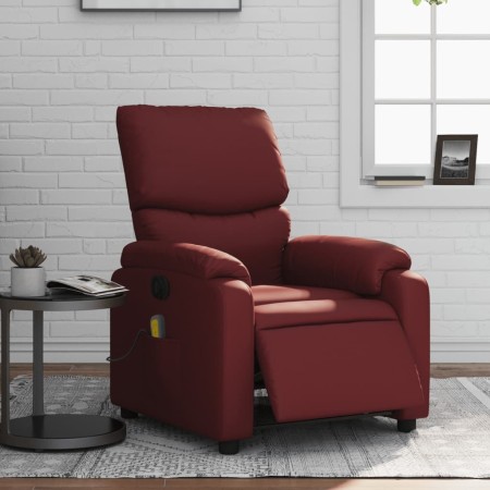 Sillón masaje reclinable eléctrico cuero sintético rojo tinto de , Sillones - Ref: Foro24-3204883, Precio: 271,58 €, Descuent...