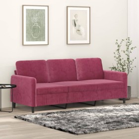 Red velvet 3-seater sofa 180 cm by , Sofas - Ref: Foro24-359456, Price: 299,99 €, Discount: %