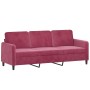 Red velvet 3-seater sofa 180 cm by , Sofas - Ref: Foro24-359456, Price: 299,29 €, Discount: %