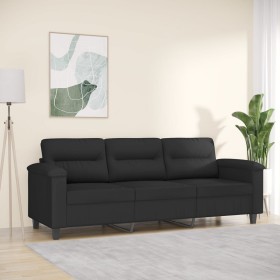 Sofá de 3 plazas de tela de microfibra negro 180 cm de , Sofás - Ref: Foro24-359570, Precio: 332,99 €, Descuento: %