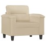 Sillón de tela de microfibra color crema 60 cm de , Sofás - Ref: Foro24-359553, Precio: 182,02 €, Descuento: %