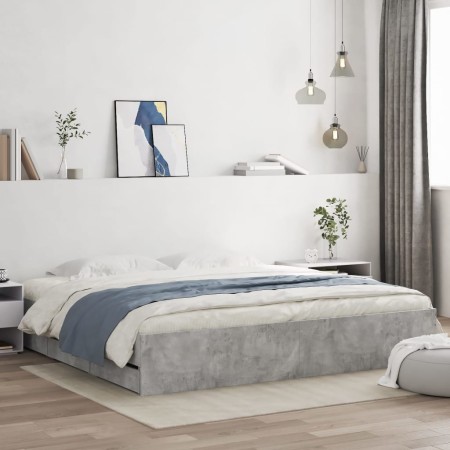 Cama con cajones madera ingeniería gris hormigón 180x200 cm de , Camas y somieres - Ref: Foro24-3207255, Precio: 187,56 €, De...