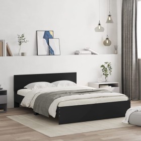 Estructura de cama con cabecero negra 150x200 cm de , Camas y somieres - Ref: Foro24-3207477, Precio: 166,99 €, Descuento: %