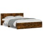 Bed frame with smoked oak headboard 150x200 cm by , Beds and slatted bases - Ref: Foro24-3207480, Price: 164,57 €, Discount: %