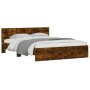 Bed frame with smoked oak headboard 150x200 cm by , Beds and slatted bases - Ref: Foro24-3207480, Price: 164,57 €, Discount: %