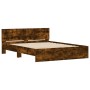 Bed frame with smoked oak headboard 150x200 cm by , Beds and slatted bases - Ref: Foro24-3207480, Price: 164,57 €, Discount: %