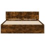 Bed frame with smoked oak headboard 150x200 cm by , Beds and slatted bases - Ref: Foro24-3207480, Price: 164,57 €, Discount: %