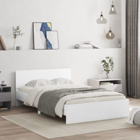 White bed frame with headboard 120x190 cm by , Beds and slatted bases - Ref: Foro24-3207511, Price: 167,75 €, Discount: %