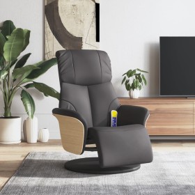 Sillón reclinable de masaje con reposapiés cuero sintético gris de , Sillones - Ref: Foro24-356635, Precio: 213,99 €, Descuen...