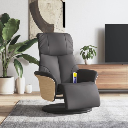 Gray synthetic leather massage recliner with footrest by , Armchairs - Ref: Foro24-356635, Price: 216,57 €, Discount: %