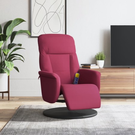 Sillón reclinable masaje con reposapiés terciopelo rojo tinto de , Sillones - Ref: Foro24-356696, Precio: 219,99 €, Descuento: %