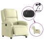 Sillón reclinable eléctrico de cuero auténtico blanco crema de , Sillones - Ref: Foro24-3204256, Precio: 400,73 €, Descuento: %