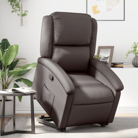 Sillón reclinable elevable cuero auténtico marrón oscuro de , Sillones - Ref: Foro24-3204263, Precio: 431,99 €, Descuento: %