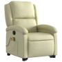 Sillón reclinable de masaje elevable cuero auténtico crema de , Sillones - Ref: Foro24-3204268, Precio: 406,61 €, Descuento: %