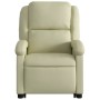 Sillón reclinable de masaje elevable cuero auténtico crema de , Sillones - Ref: Foro24-3204268, Precio: 406,61 €, Descuento: %