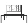 Bed frame with black metal headboard 100x190 cm by , Beds and slatted bases - Ref: Foro24-374431, Price: 71,45 €, Discount: %